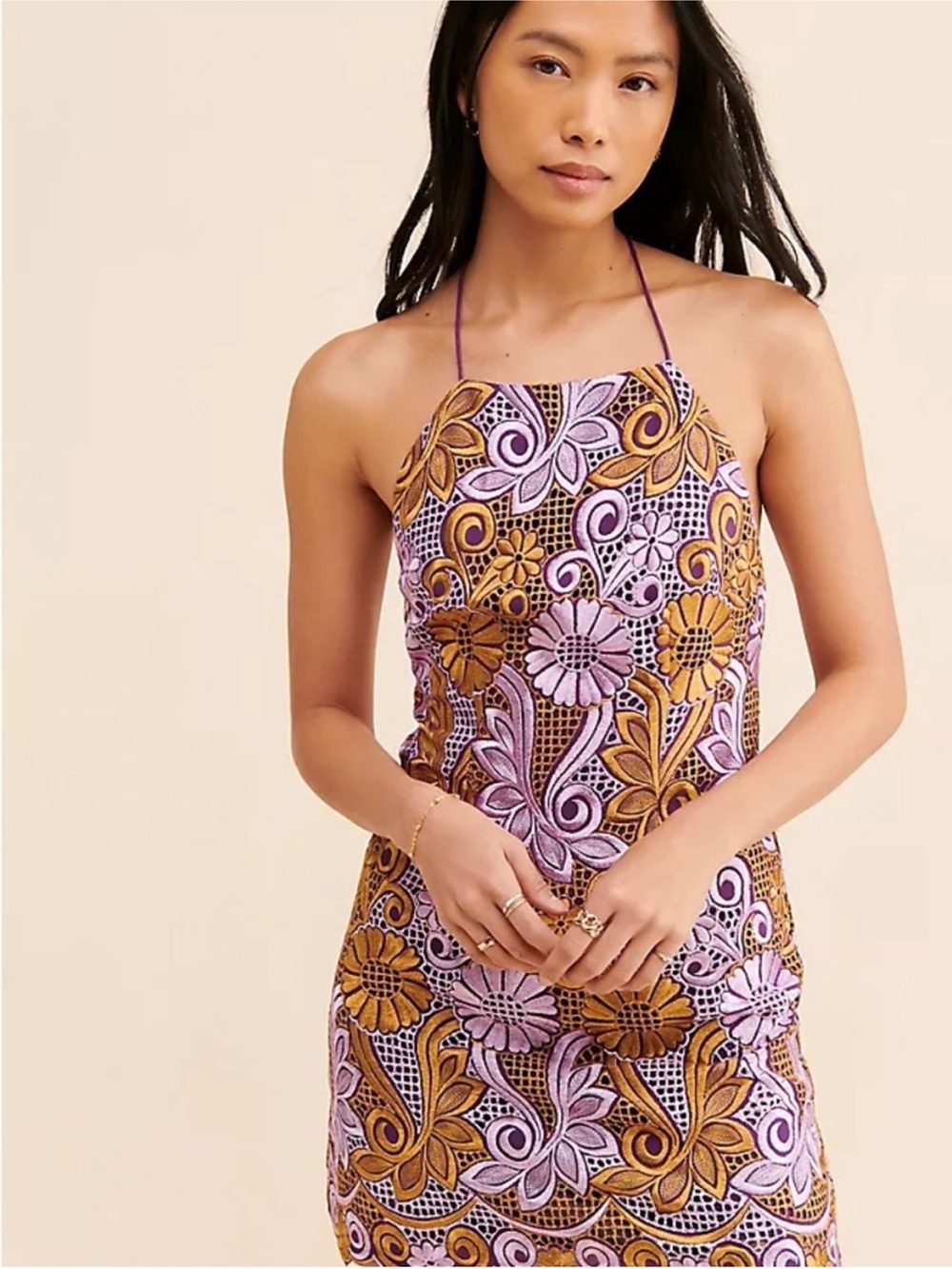 Anthropologie Printed Halter Mini dress